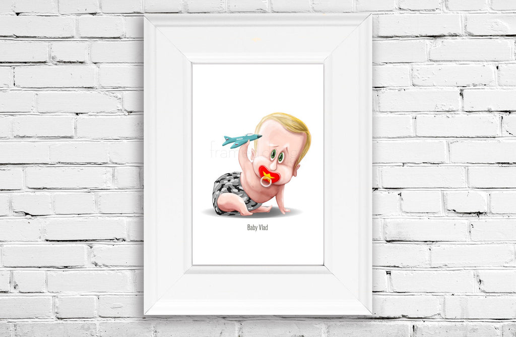 Baby Vladimir Putin With Airplane - Digital Download - Wall Art