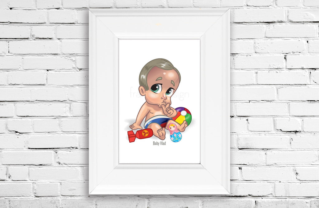 Baby Vladimir Putin With Russian Doll - Digital Download - Wall Art