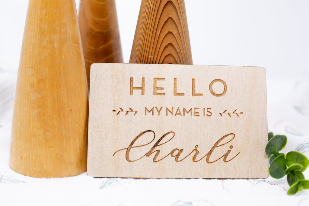 Hello My Name Is - Budding Cranberry Tag - Name Announcement | Personalized