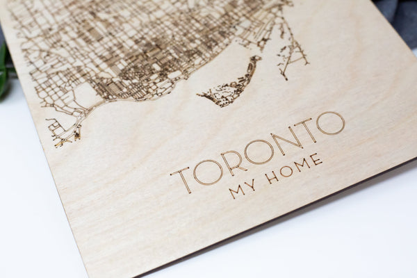 Toronto - City Map - Laser Engraved Wooden Maps | Personalized