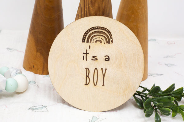 Double Sided It's A Girl / Boy Wooden Sign - Rainbow - Gender Reveal